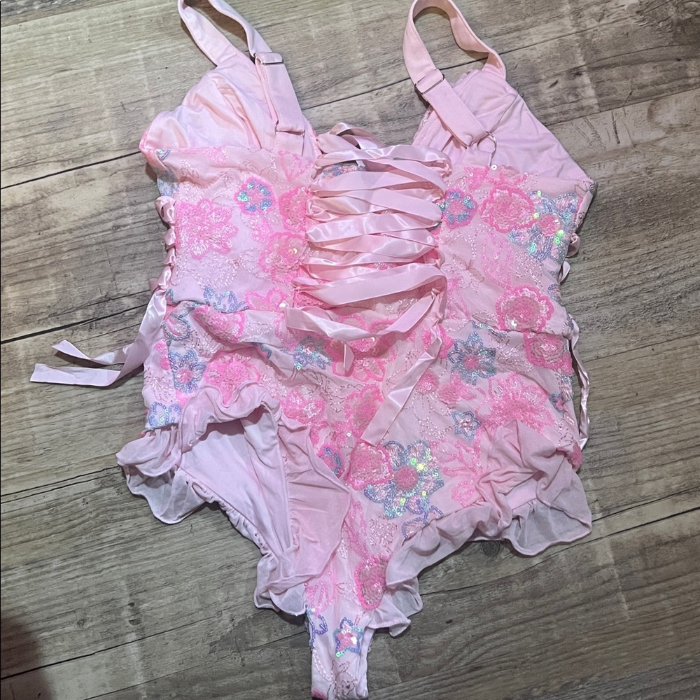 IHeart Raves Pink Floral One Piece - Picture 2 of 3